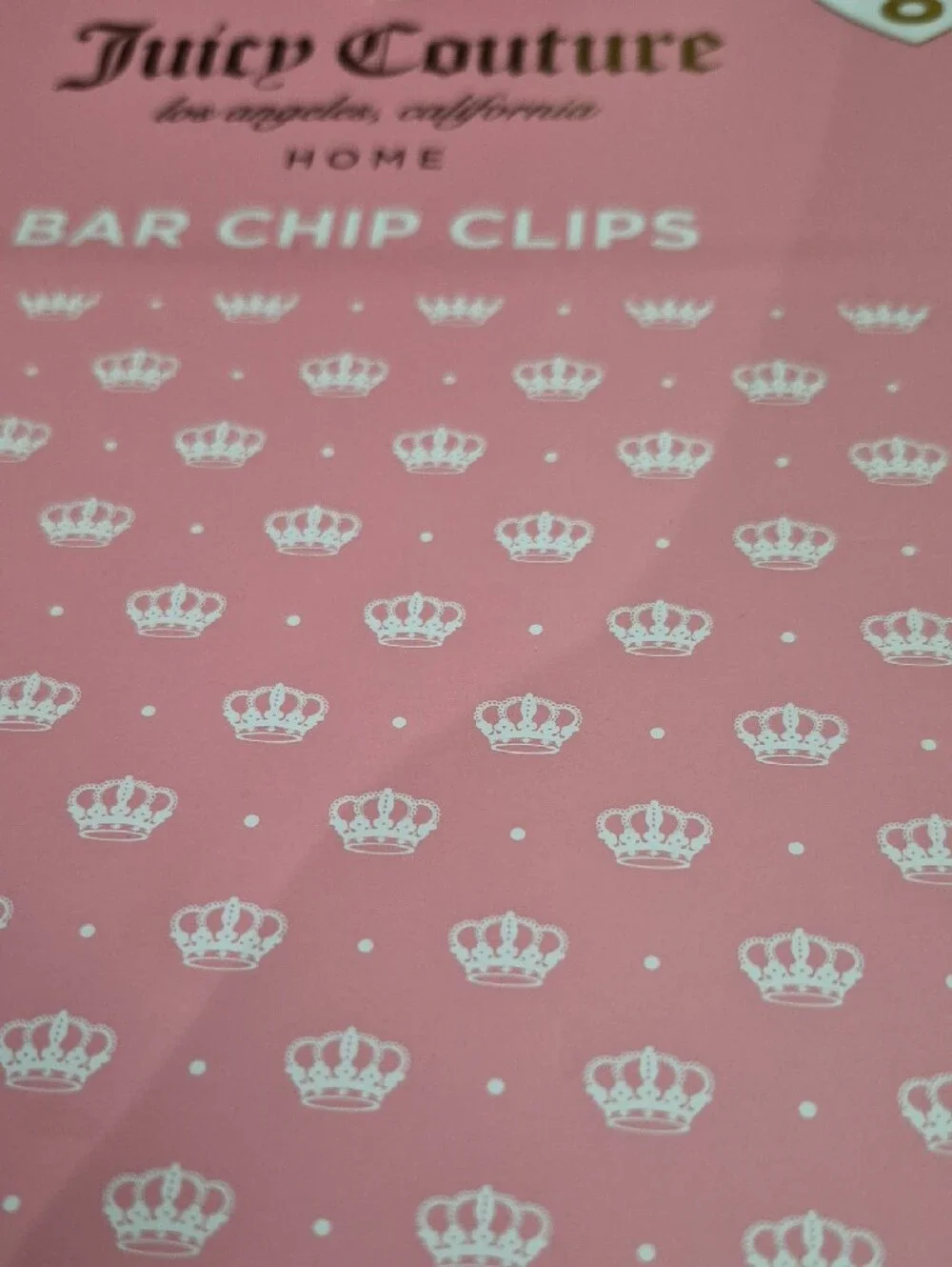 Juicy Couture Pink Multicolor Bar Chip Clips - Set of 8 New 2221